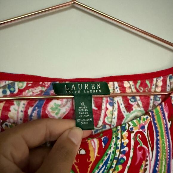 Lauren Ralph Lauren Womens Paisley Top XL Colorful Feminine Quiet Luxury Boho - Picture 4 of 5